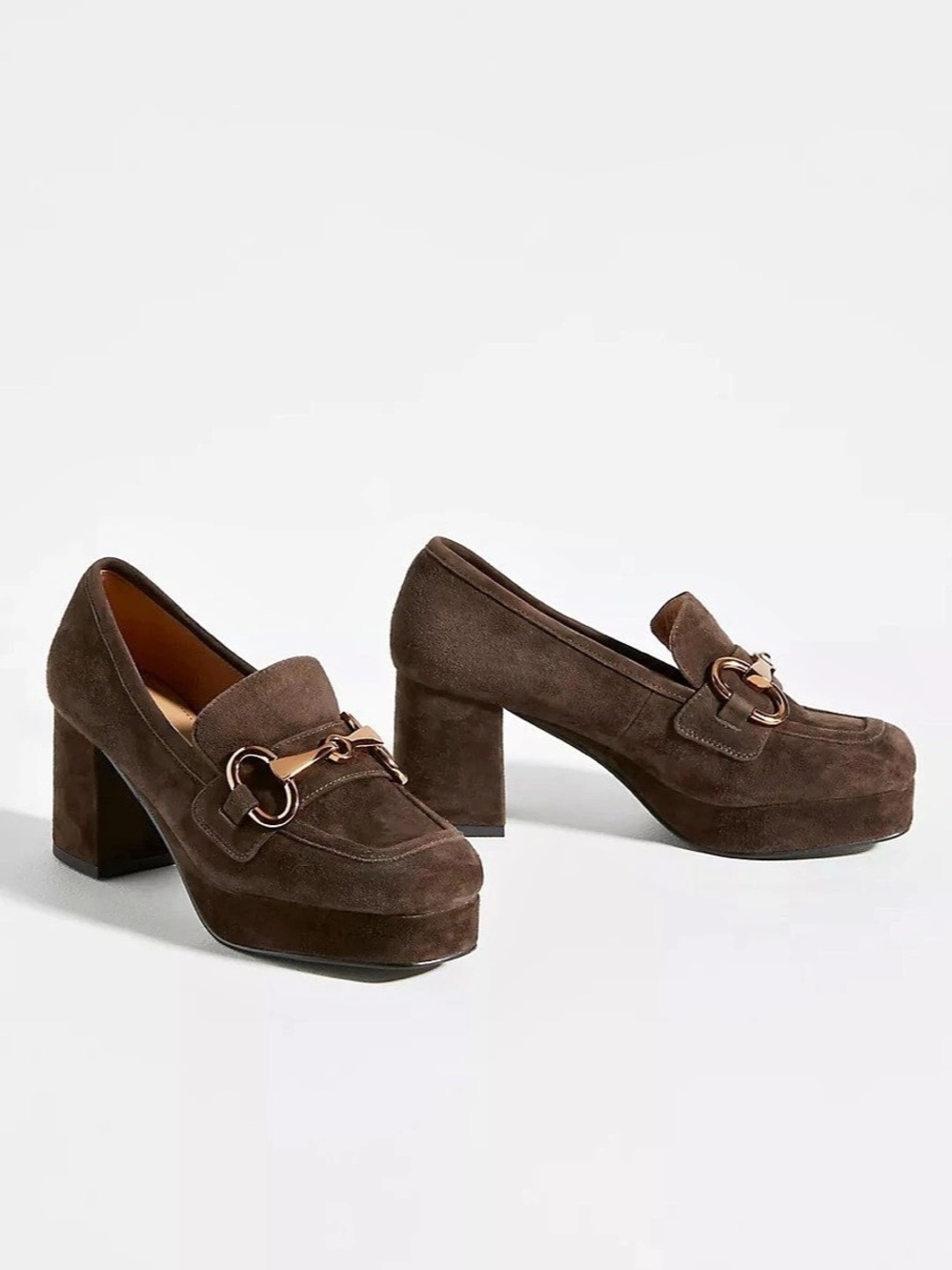 Bibi Lou Brown Loafer Heels